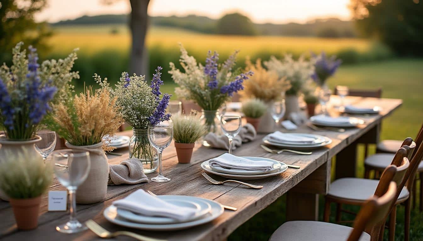 Illustration: S’inspirer et choisir les éléments pour une décoration de table de mariage champêtre réussie