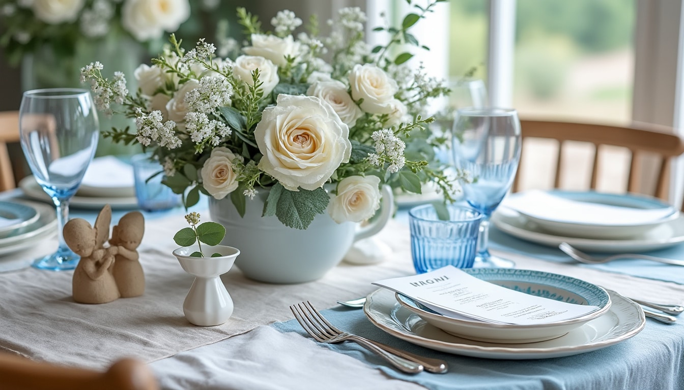 Illustration: Choisir un thème et une palette de couleurs pour la décoration de table de baptême de garçon