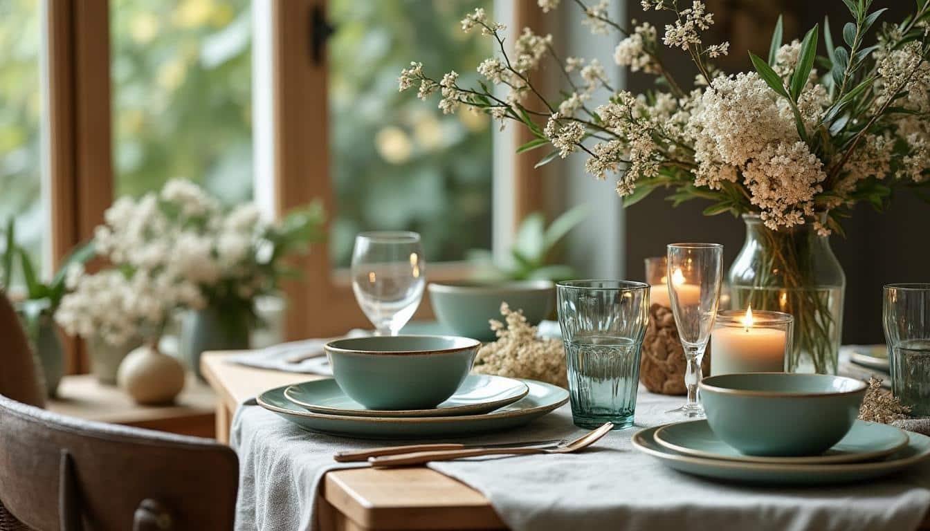 Illustration: Plongez dans l’univers apaisant de la décoration de table vert sauge