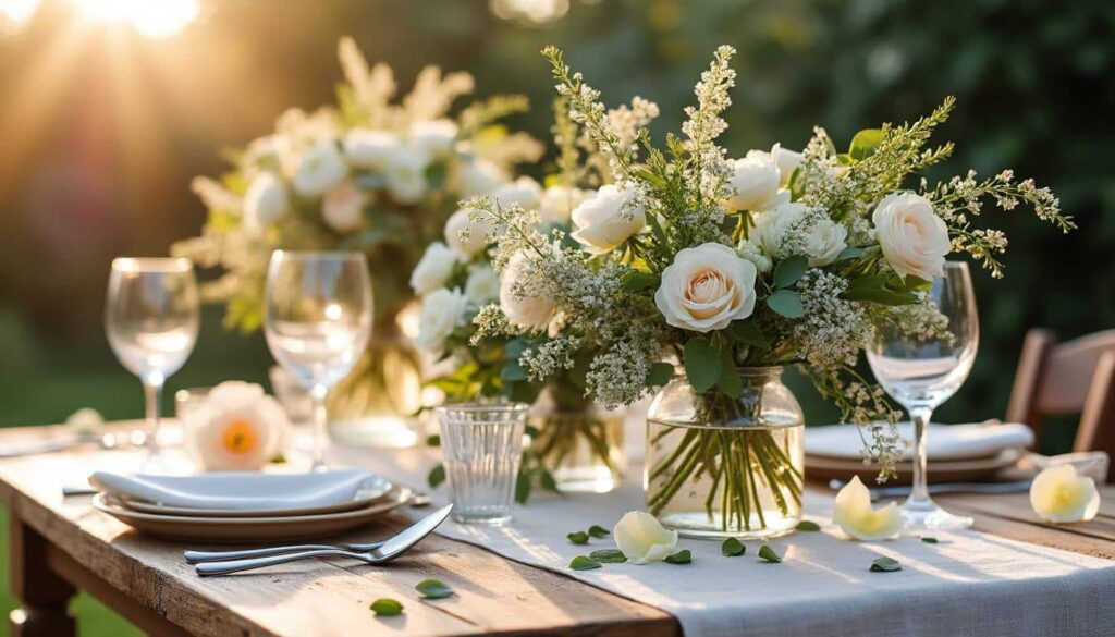 Fleurs pour la décoration de table de mariage : idées, conseils et budget