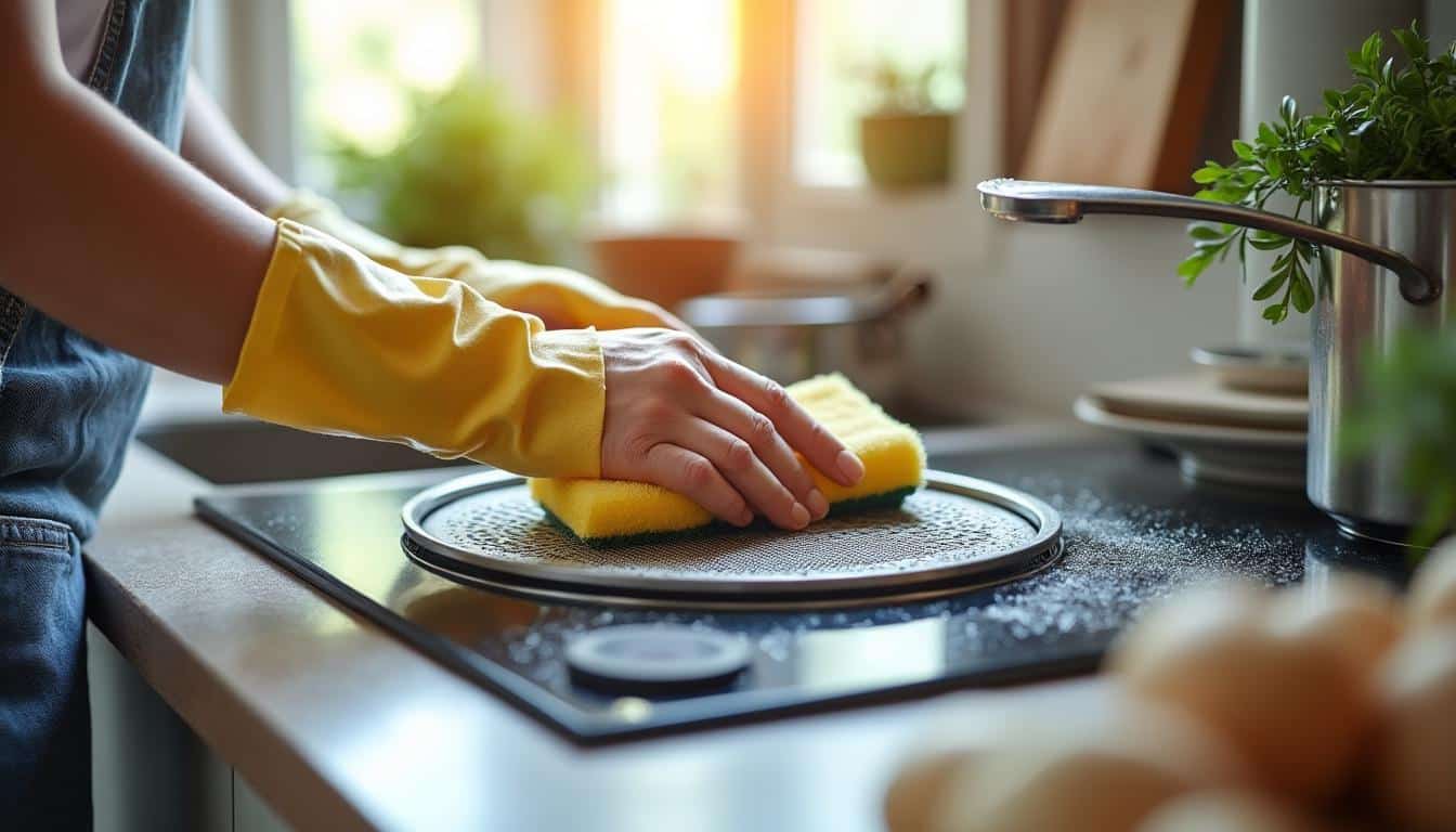 Illustration: Nettoyage et entretien efficaces de la graisse dans un filtre métallique de hotte