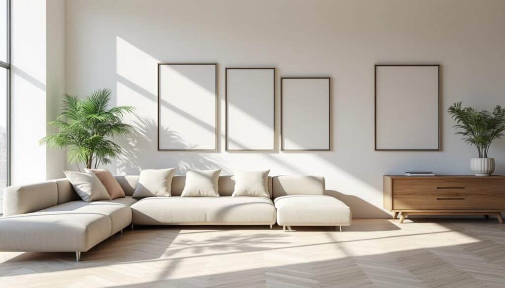 Valoriser un salon lumineux avec des cadres flottants