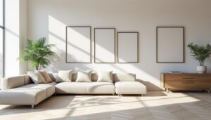 Valoriser un salon lumineux avec des cadres flottants
