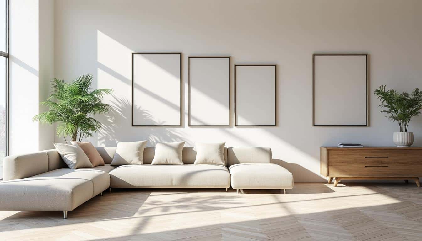 Valoriser un salon lumineux avec des cadres flottants