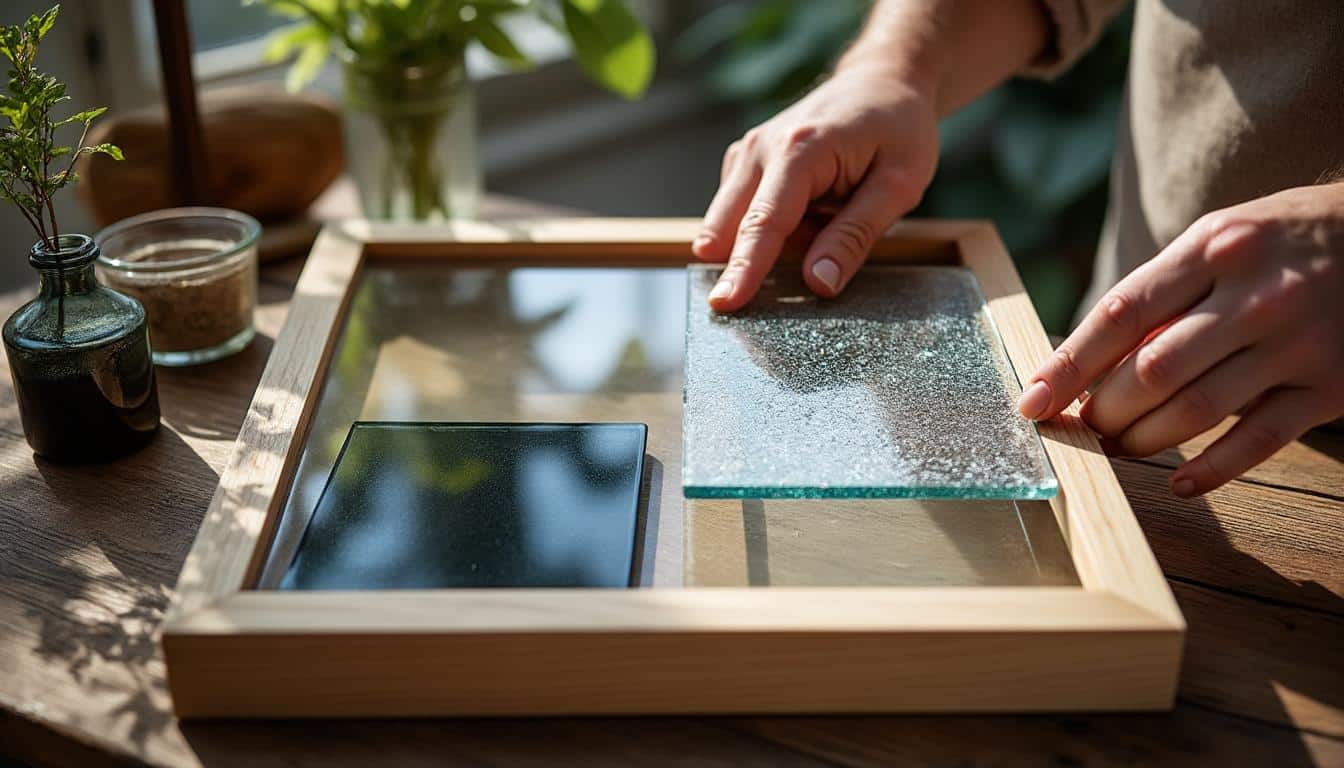 Choisir entre verre mat et brillant pour un cadre flottant