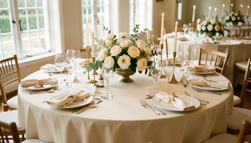 Idées déco pour une table ronde de mariage élégante