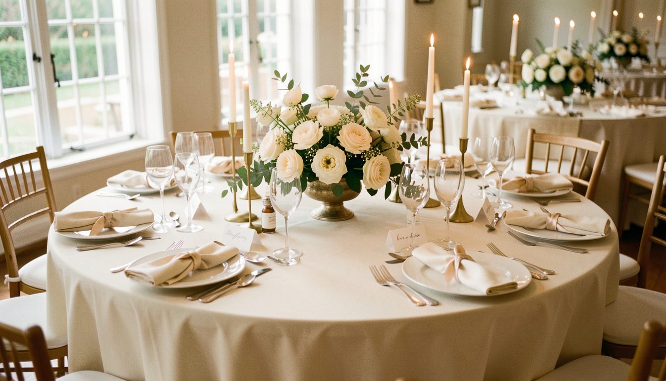 Idées déco pour une table ronde de mariage élégante