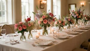 Bouquets de table de mariage : styles, fleurs et budget