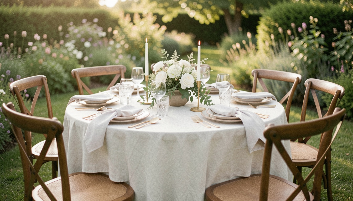 Décoration d’une table ronde champêtre élégante