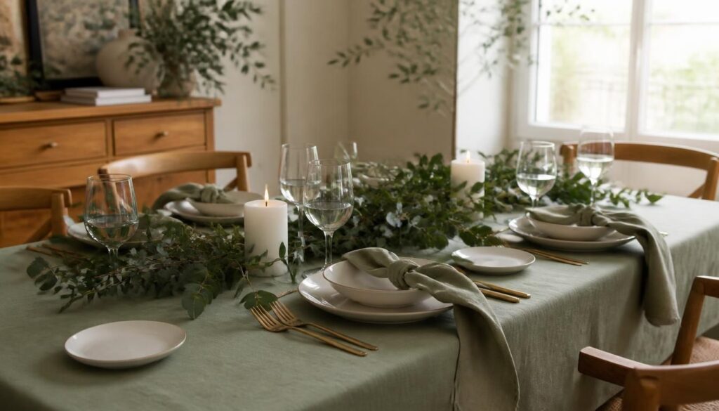 Décoration de table verte chic et naturelle